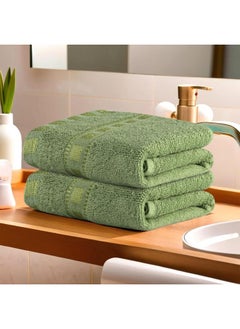 Kuber Industries Kuber Industries Pack of 2 Cotton Hand/Face Towels For Men & Women | Easily Washable | Workout Gym Napkins For Men | Pocket Towel - Green  - Image 1