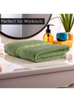 Kuber Industries Kuber Industries Pack of 2 Cotton Hand/Face Towels For Men & Women | Easily Washable | Workout Gym Napkins For Men | Pocket Towel - Green  - Image 4