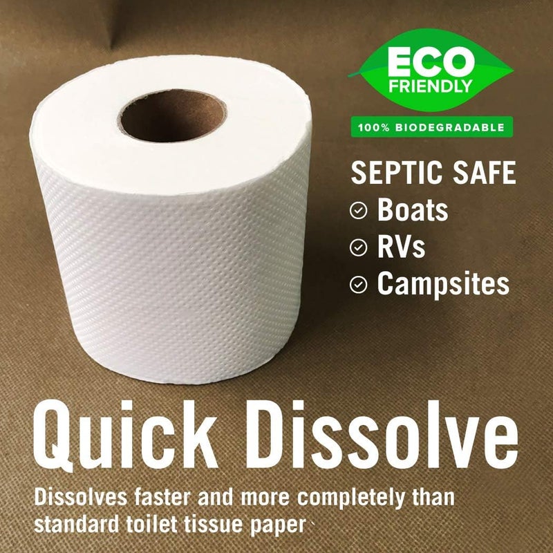 Better Boat Boat and RV Toilet Paper, Septic Safe Quick Dissolving Tissue, 12 Single Rolls, Biodegradable 2-Ply for Marine, Travel, and Camper Systems, Camping Tank-Safe Bulk Pack - Image 2