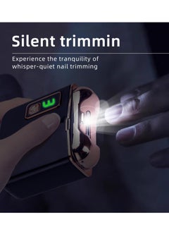 Excefore قصافة أظافر كهربائية أوتوماتيكية مع ضوء LED و 3 سرعات، قابلة لإعادة الشحن عبر USB، أداة قطع الأظافر الآمنة مع تخزين قصاصات الأظافر، مناسبة للمولودين الجدد، الأطفال، البالغين، وكبار السن، باللون الأسود  - Image 3