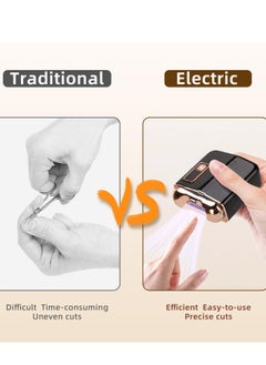 Excefore قصافة أظافر كهربائية أوتوماتيكية مع ضوء LED و 3 سرعات، قابلة لإعادة الشحن عبر USB، أداة قطع الأظافر الآمنة مع تخزين قصاصات الأظافر، مناسبة للمولودين الجدد، الأطفال، البالغين، وكبار السن، باللون الأسود  - Image 5