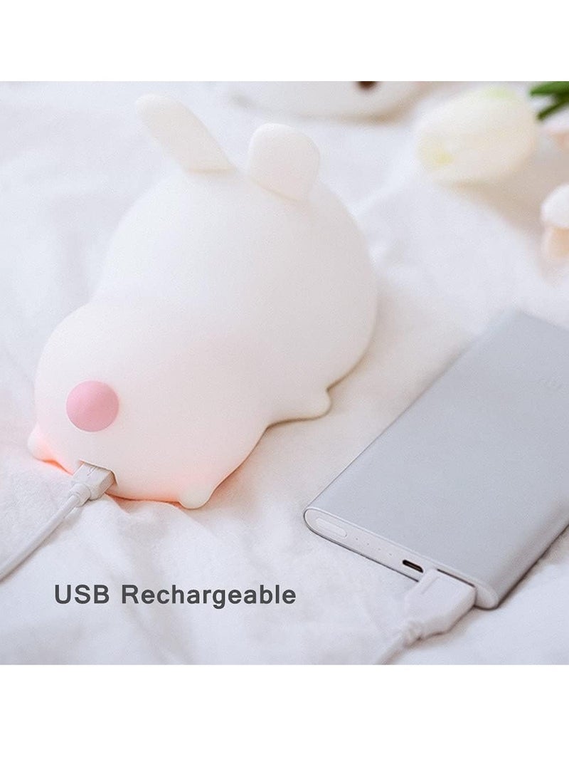 ELTRAZONE Cute Kids Night Light - Bunny LED Night Lamp for Kids Bedroom, Toddler & Baby, Portable Silicone Nightlight with Rechargeable Battery, Soft Glow Nursery Light for Boys & Girls - Image 3