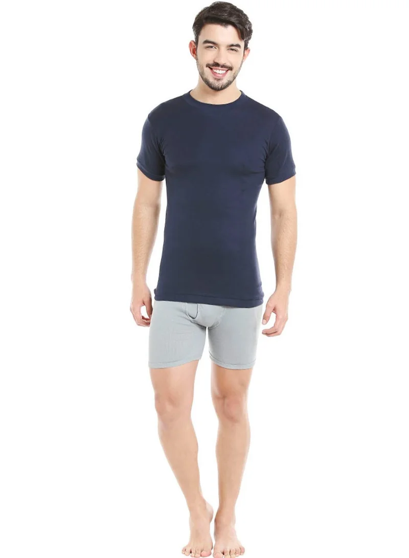 BYC MEN'S O-NECK COTTON UNDERSHIRT (PACK OF 3) - NAVY BLUE