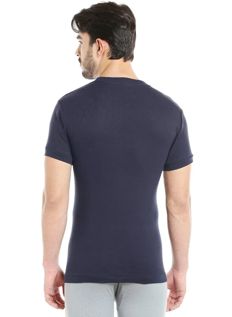 BYC MEN'S O-NECK COTTON UNDERSHIRT (PACK OF 3) - NAVY BLUE