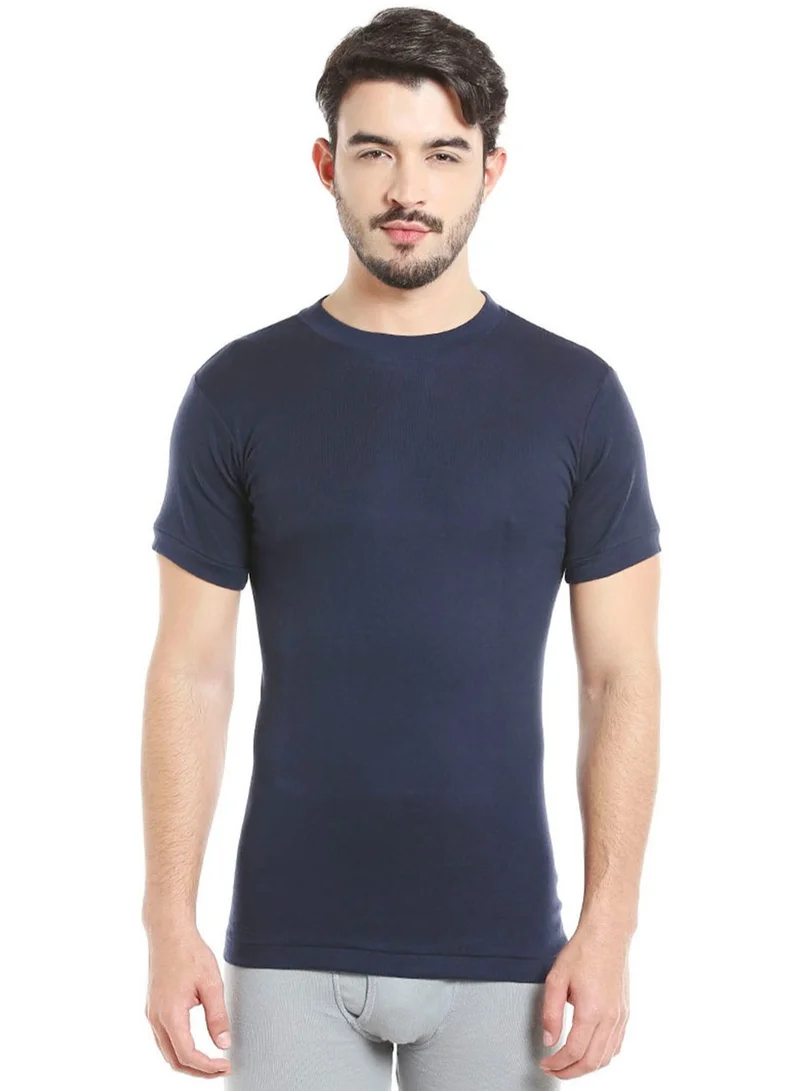 BYC MEN'S O-NECK COTTON UNDERSHIRT (PACK OF 3) - NAVY BLUE