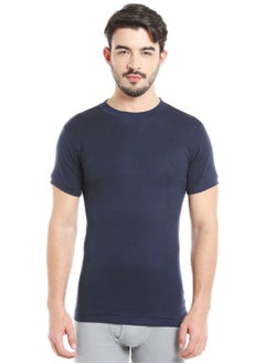 BYC MEN'S O-NECK COTTON UNDERSHIRT (PACK OF 3) - NAVY BLUE  - Image 3