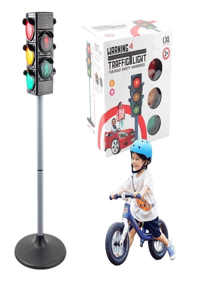Jorzer Traffic Light Toy 27 Inch Stop Light Manual/Auto Traffic Lamp with ＆ Sound Height Adjustable Realistic Lights Educational Toys Birthday for Kids Game Toys.. - Image 1