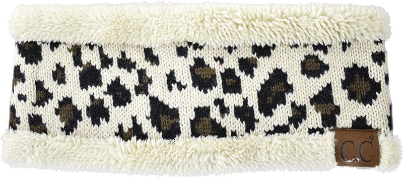 Cc Soft Stretch Winter Warm Cable Knit Fuzzy Lined Ear Warmer Headband - Image 1