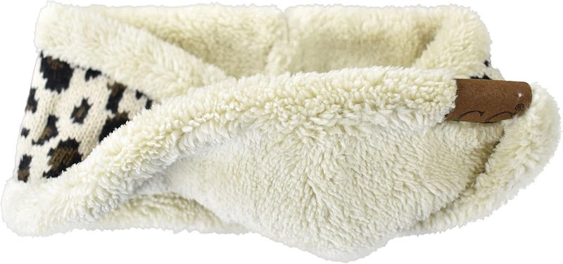 Cc Soft Stretch Winter Warm Cable Knit Fuzzy Lined Ear Warmer Headband - Image 2