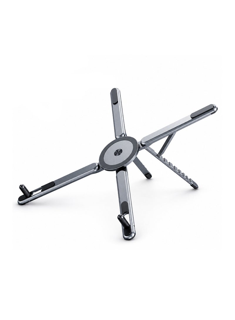 O Ozone 3-in-1 Portable Laptop Stand Magnetic Phone Holder Foldable Adjustable Aluminum Riser Ergonomic Multi-Angle Stand for Laptop Tablet Smartphone - Image 1