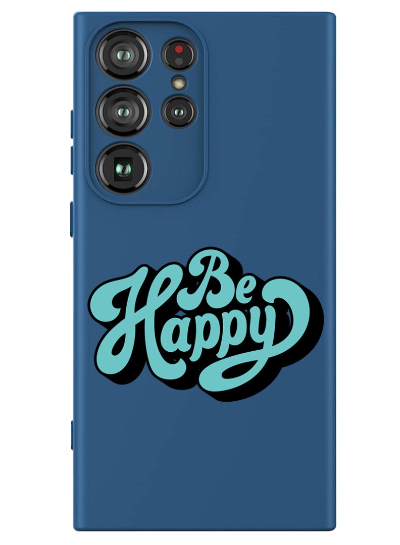 Theodor Protective Slim Fit Case Liquid Silicone Cover with Full Body Protection Anti-Scratch Shockproof Case For Samsung Galaxy S24 Ultra (Blue) - Be happy - Image 1
