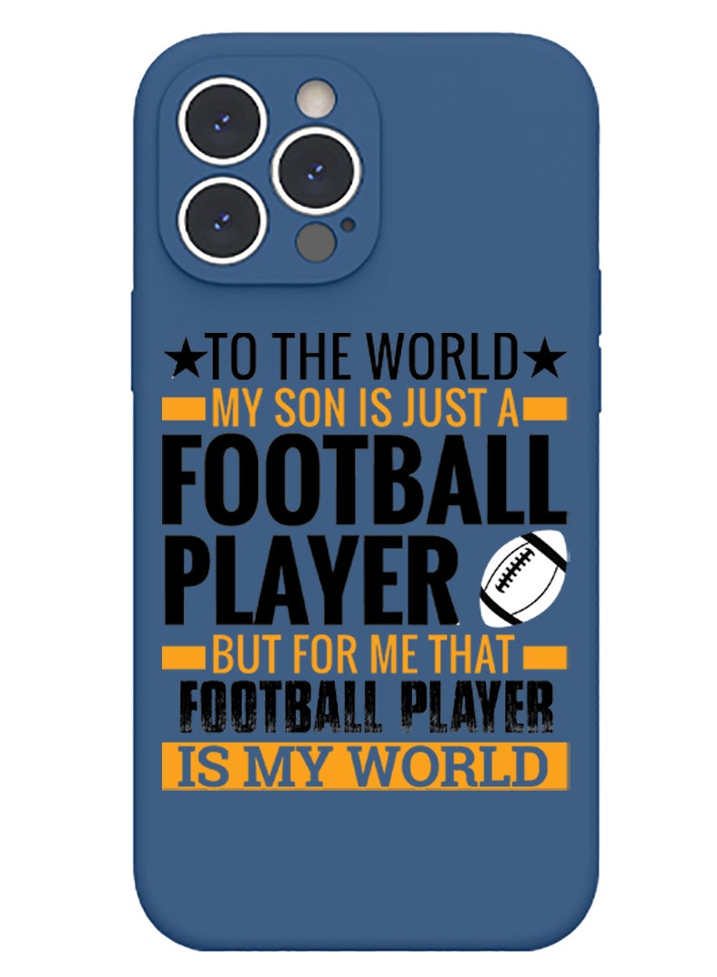 Theodor Protective Slim Fit Case Liquid Silicone Cover with Full Body Protection Anti-Scratch Shockproof Case For iPhone 15 Pro Max Blue  - Football player copy - Image 1