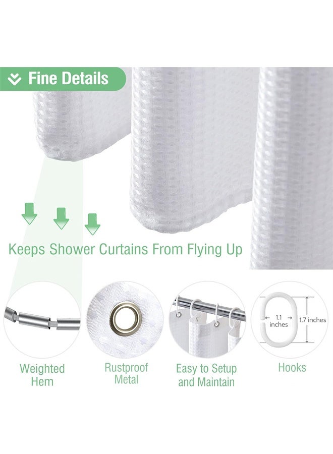 هومستر ستارة دش نسيج طويل، وافل نسيج ثقيلة واجب قماش دش ستائر للحمام، محايد وزن فندق سبا فاخرة حمام ستارة مجموعة مع خطايا بلاستيكية، أبيض - Image 3