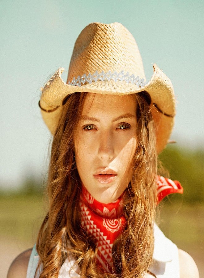 DOCILA White Pearl Cowboy Hat Band Women French Ribbon Beaded Cowgirl Hat Belts, Fairy Pearls Headband Hair Accessories - Image 4