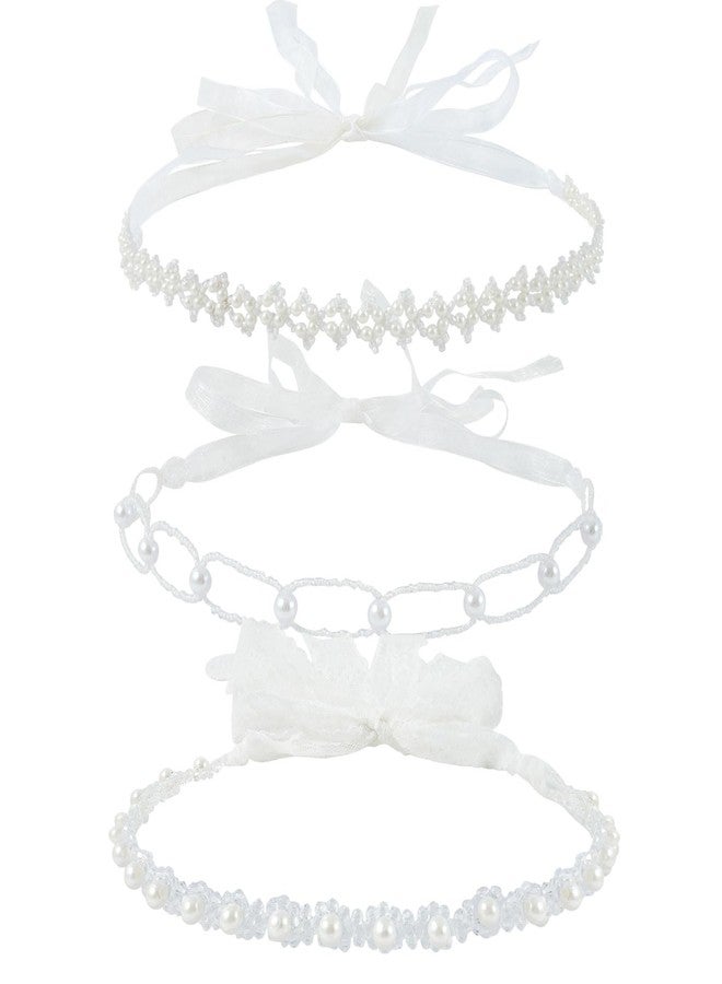 DOCILA White Pearl Cowboy Hat Band Women French Ribbon Beaded Cowgirl Hat Belts, Fairy Pearls Headband Hair Accessories - Image 1