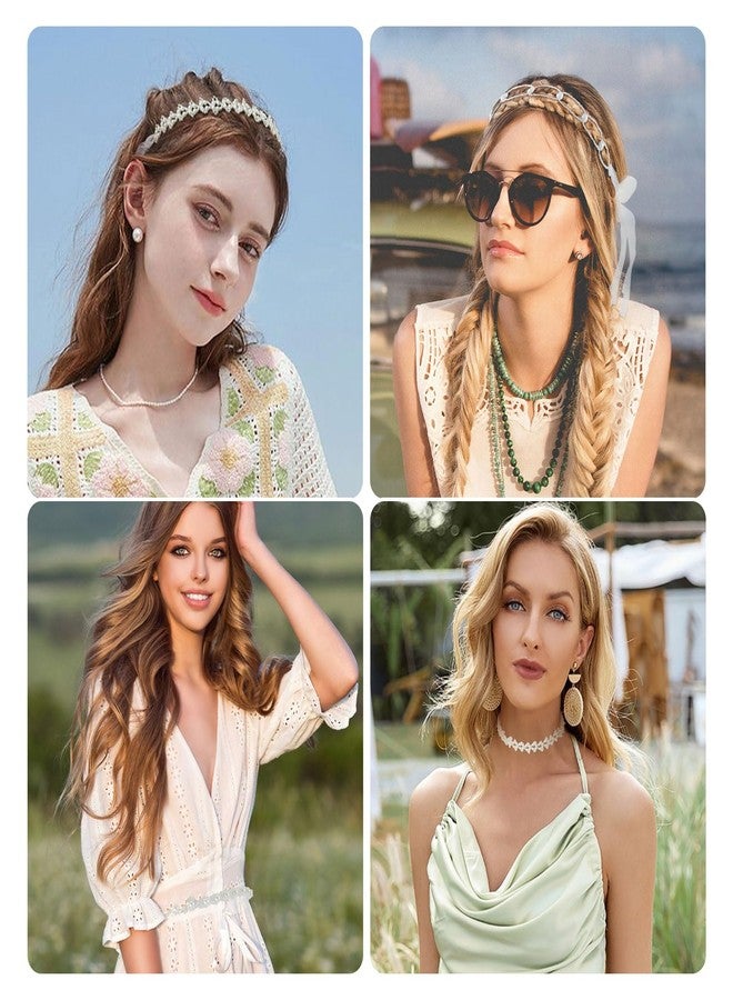 DOCILA White Pearl Cowboy Hat Band Women French Ribbon Beaded Cowgirl Hat Belts, Fairy Pearls Headband Hair Accessories - Image 5