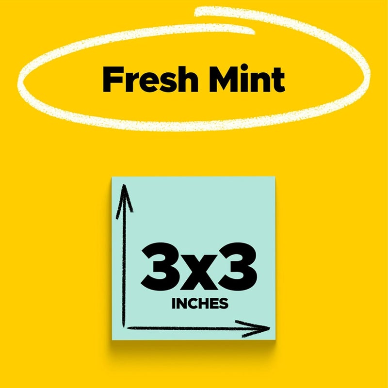Post It Super Sticky Notes, 5 Sticky Note Pads, 3 x 3 in., School Supplies, Office Products, Sticky Notes for Vertical Surfaces, Monitors, Walls and Windows, Fresh Mint - Image 2
