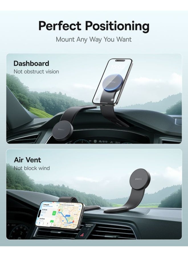 Baseus PrimeTrip C02 Air Magnetic Car Mount (Stick-on Type) – Strong Dashboard Holder with 360° Rotation, Cosmic Black - Image 3