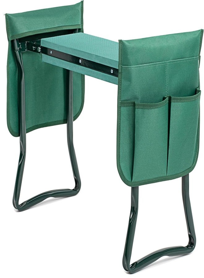 iPower Upgraded Garden Kneeler and Seat, with Sturdy Soft EVA Foam Pad, 2 Tool Pouch, Hold 330lb, Portable Foldable Kneeling Bench, for Gardening, Fishing, Camping, Green - Image 1