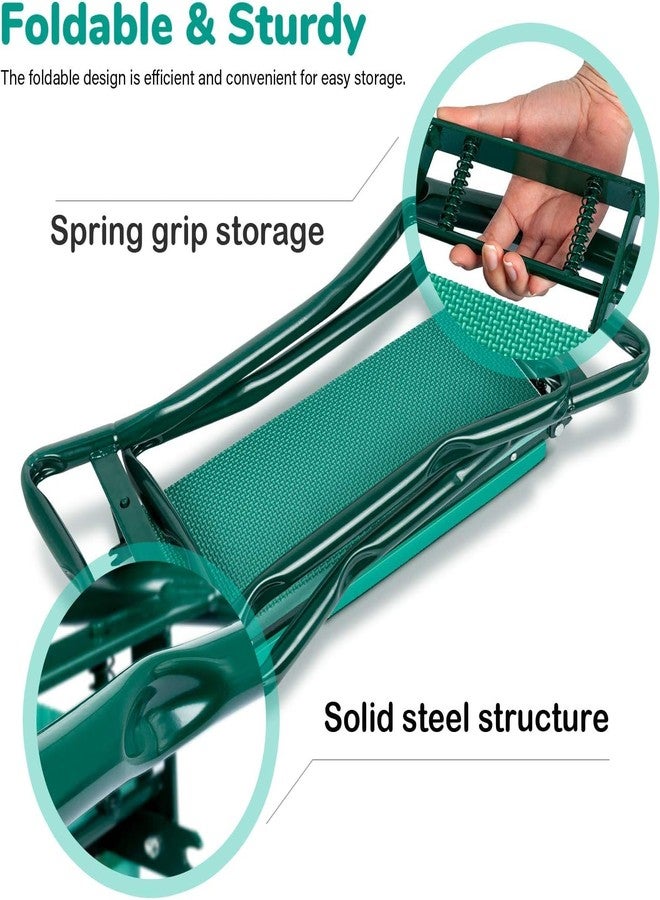 iPower Upgraded Garden Kneeler and Seat, with Sturdy Soft EVA Foam Pad, 2 Tool Pouch, Hold 330lb, Portable Foldable Kneeling Bench, for Gardening, Fishing, Camping, Green - Image 5