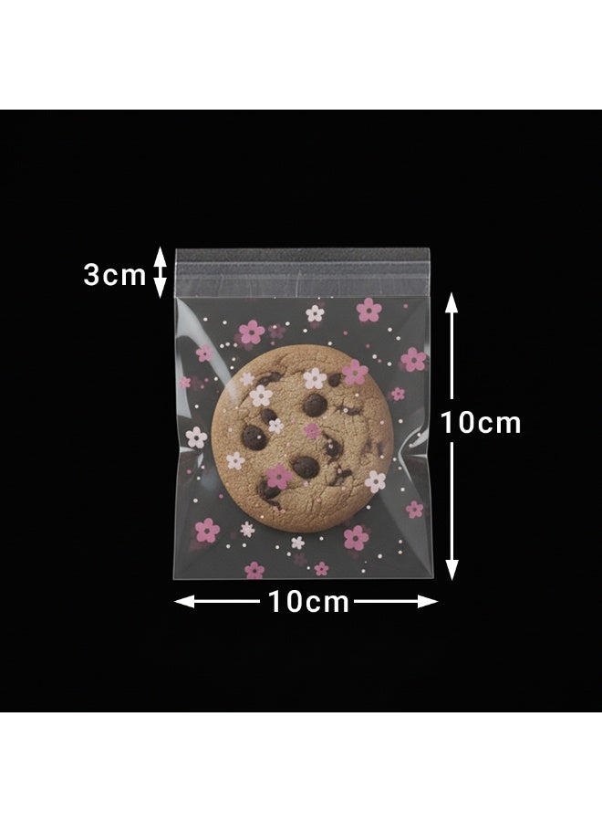 Ethic Solutions 100pcs of 10cm x 10cm Printed Transparent Resealable Cellophane Bags – Self-Sealing Cookie Gift Bags for Candy, Party Favors & Bakery Packaging - Image 2