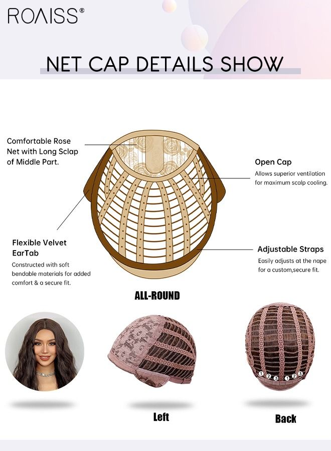 roaiss Long Curly Dark Brown Wig, Women's Middle Parting Natural Soft Synthetic Heat Resistant Hair Wig for Wedding Cosplay Party Daily Wear, 65cm (26 inches) - Image 5