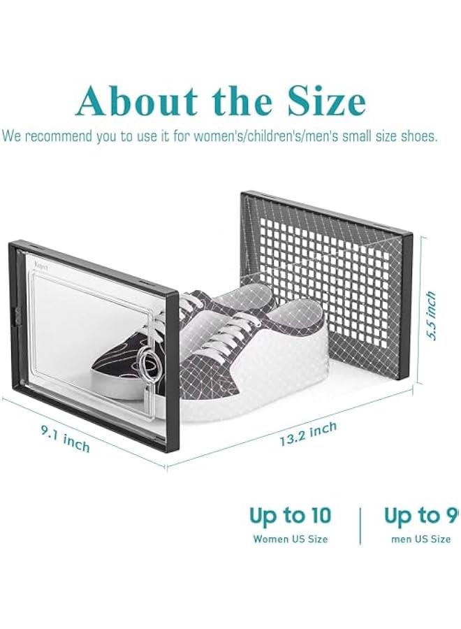 HOOKOR Large 12 Pack Shoe Storage Box, Clear Plastic Stackable Shoe Organizer for Closet, Shoe Rack Sneaker Containers Bins Holders (Black)  - Image 2
