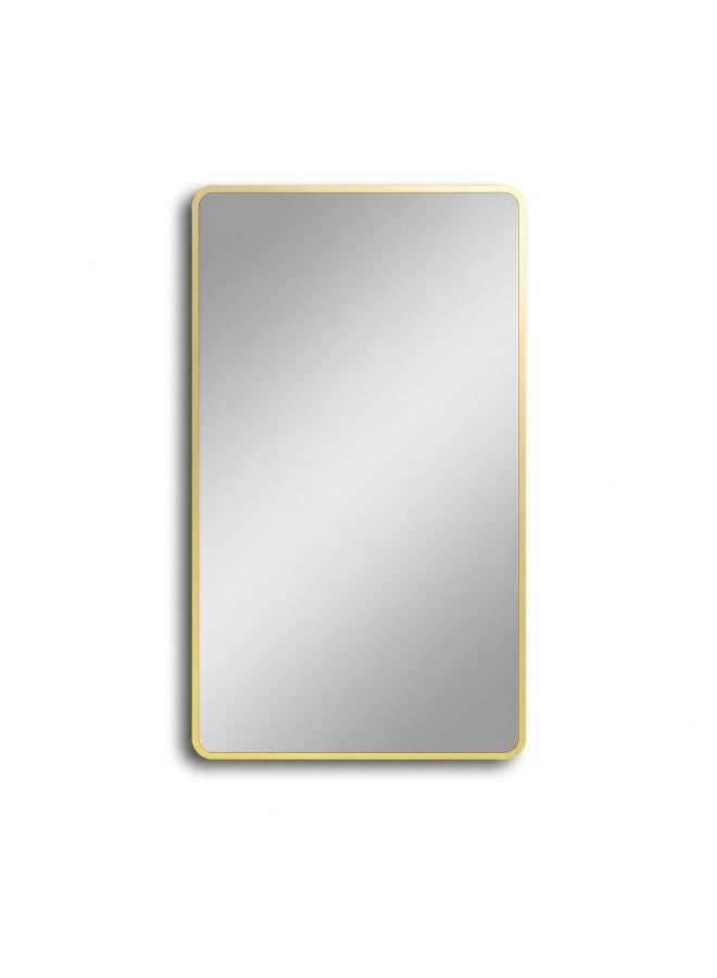 alsaada home Rectangular Wall Mounted Decor Mirror with Metal Frame, 100x60 cm - Gold - Image 1
