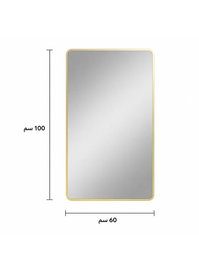 alsaada home Rectangular Wall Mounted Decor Mirror with Metal Frame, 100x60 cm - Gold - Image 3