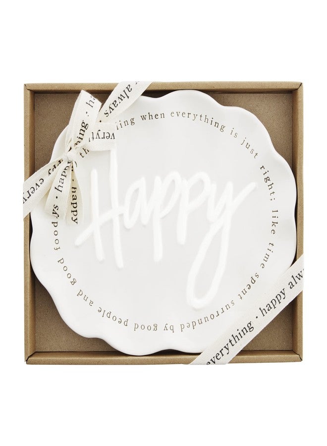Mud Pie, White, 7 x 10 1/2" Ruffled Happy Definition Plate