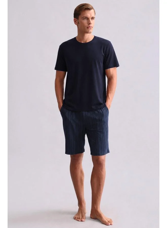Aytuğ Egyptian Men's cotton Pajama Shorts Navy.