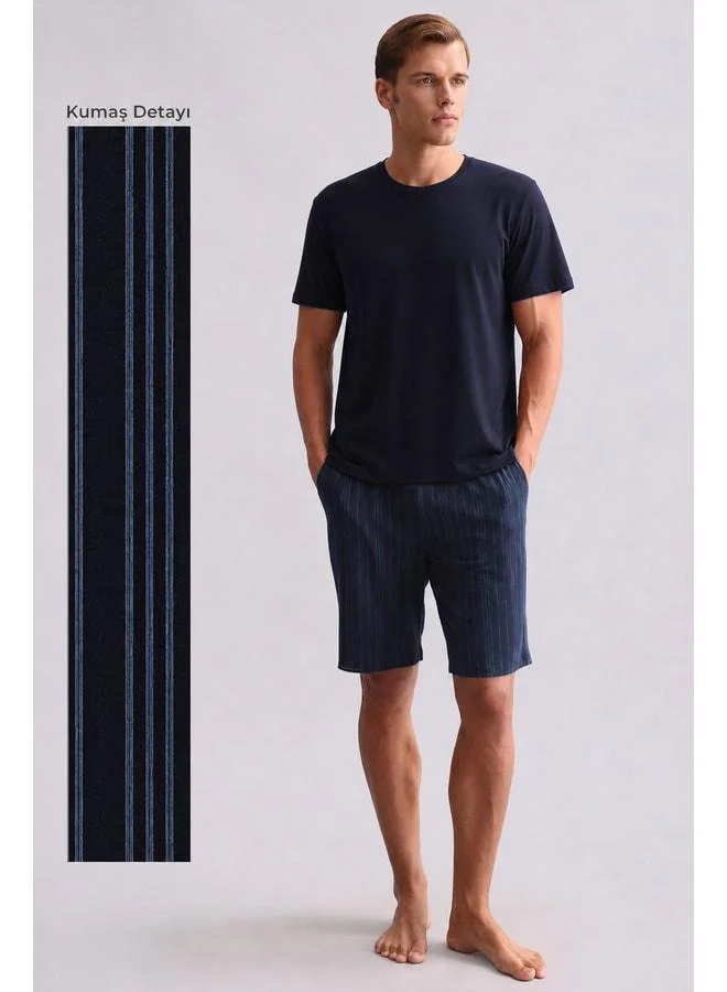 Aytuğ Egyptian Men's cotton Pajama Shorts Navy.