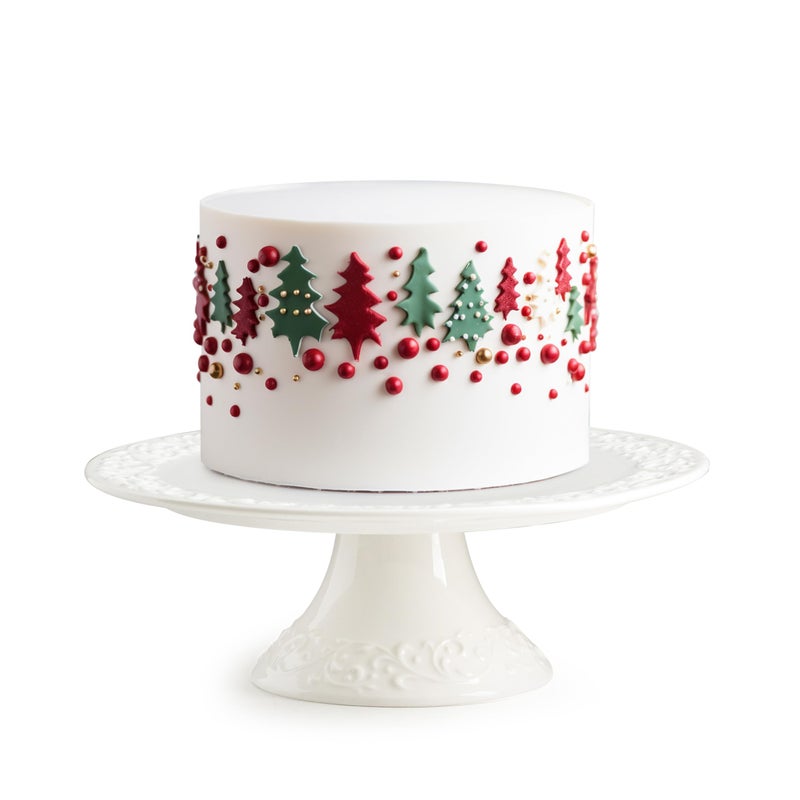 حامل كعكة أبيض مناسب لكعكات أقل من 8 بوصات حامل كعكة صغير من البورسلين لحفلات عيد الميلاد وحفلات استقبال المواليد وأعياد الميلاد وزينة المنزل