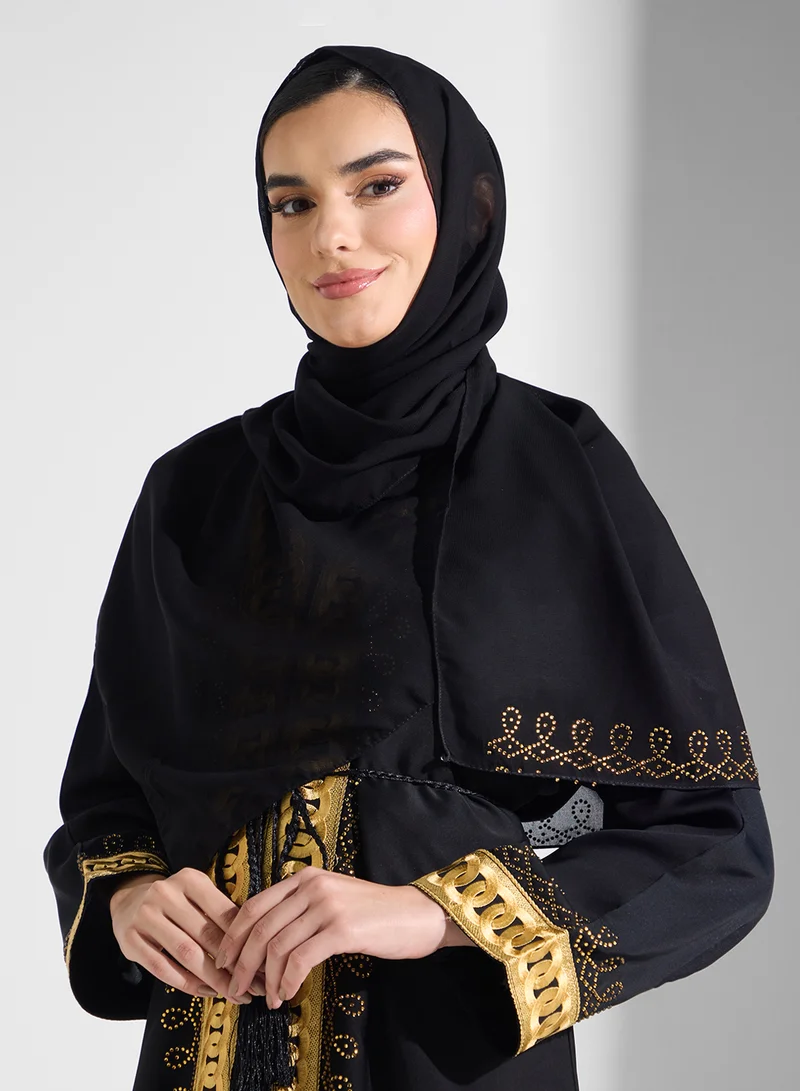 ارابيان كلوزيت عباية مفتوحة مطرزة بحزام