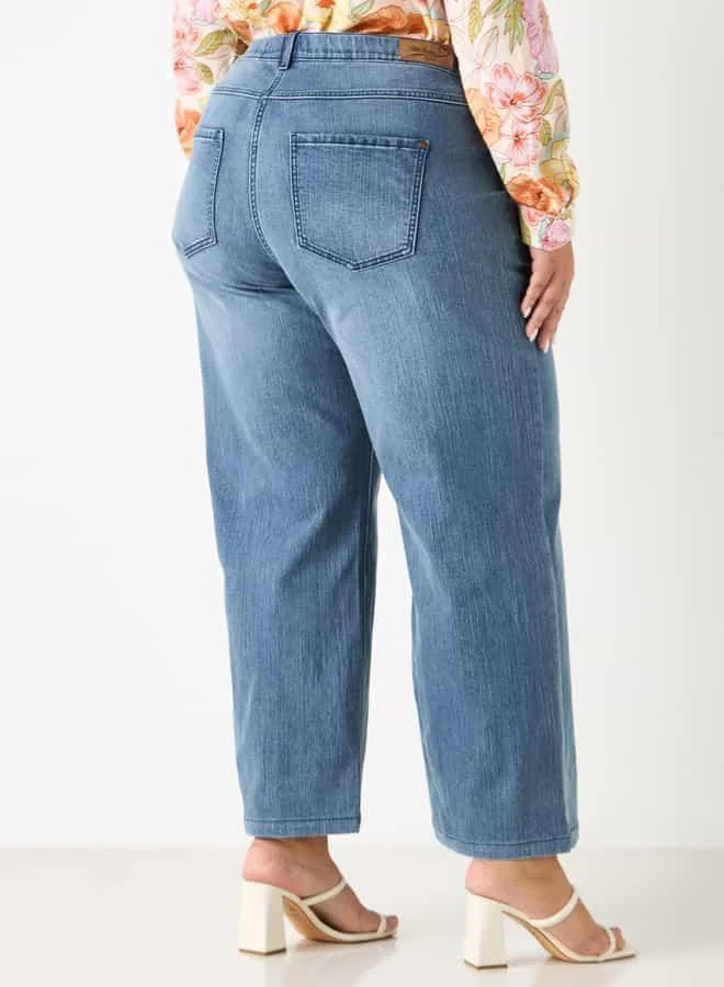 Ulla Popken Plus Size Ulla Popken Regular Fit Jeans with Pockets