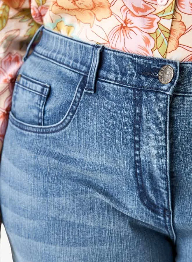 Ulla Popken Plus Size Ulla Popken Regular Fit Jeans with Pockets