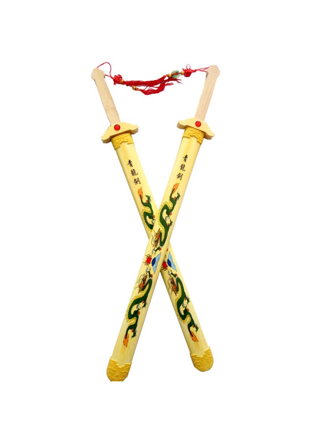 Scenic Spot Printed Dragon Word Wooden Dragon Sword Stall Temple Fair Best Selling Dragon Sword Sword Yiwu Wholesale-Color:Automatic Retractable Gold Hoop Bar With Lamp Random  - Image 2