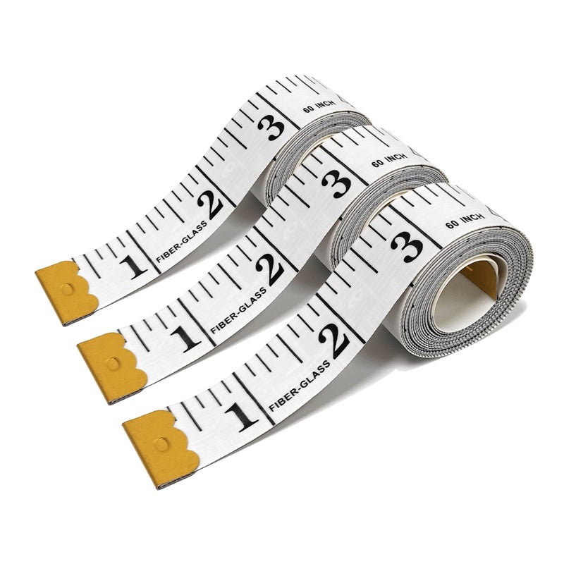 3 Pack Soft Measuring Tape for Body Double Scale Fabric Craft Tape Measure Sewing Tailor Cloth Flexible Ruler for Weight Loss 60 inch150cmWhite