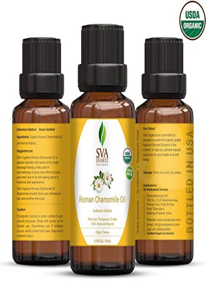 SVA Organics Roman Chamomile Oil (1/3 Oz) 10 Ml Organic Usda Certified 100% Pure Natural Therapeutic Grade Oil For Skin Care Hair Care Massage & Aromatherapy - Image 2