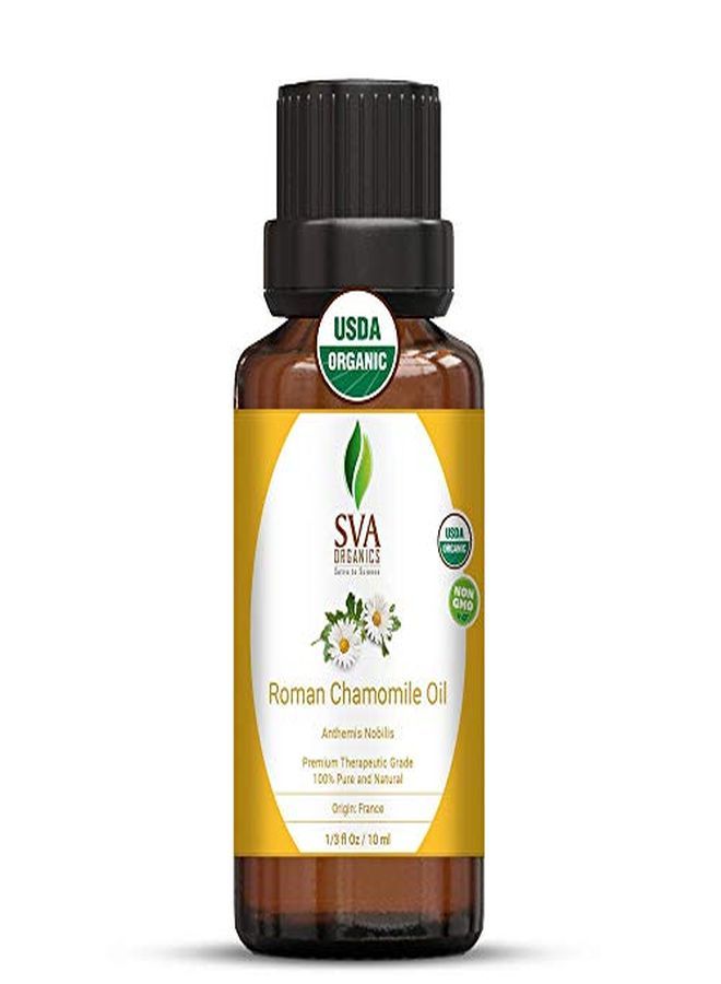 SVA Organics Roman Chamomile Oil (1/3 Oz) 10 Ml Organic Usda Certified 100% Pure Natural Therapeutic Grade Oil For Skin Care Hair Care Massage & Aromatherapy - Image 1