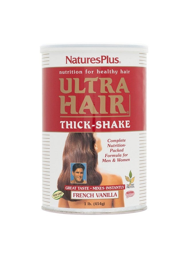 Nature's Plus شيك بروتين الشعر الكثيف من ناتشرز بلس 1 رطل بنكهة الفانيليا الفرنسية مكمل لنمو الشعر الصحي مع الفيتامينات والمعادن خالي من الكائنات المعدلة وراثيًا وخالي من الغلوتين 16 حصة - Image 1
