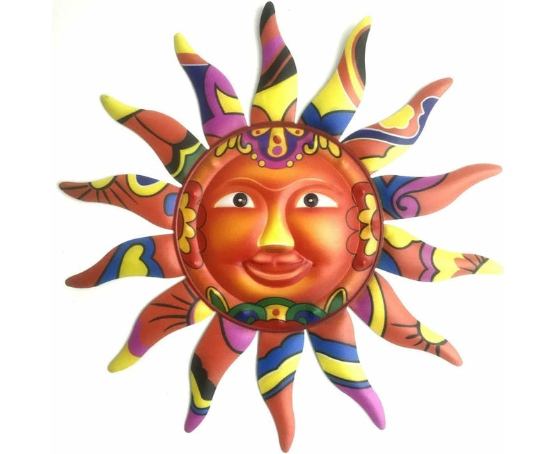 أعمال جدارية شمسية معدنية برتقالية للحديقة والمنطقة الخارجة - Image 1