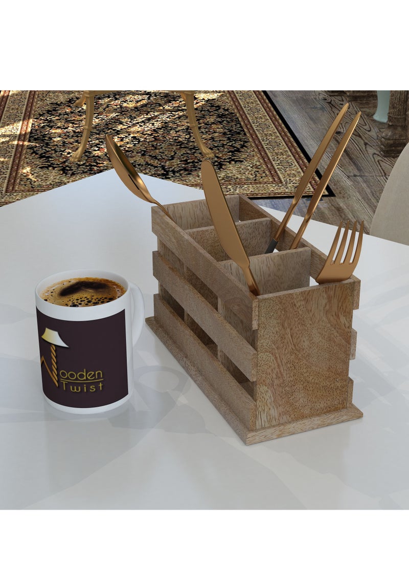Wooden Twist Wooden Besteck Cutlery Holder  - Image 2