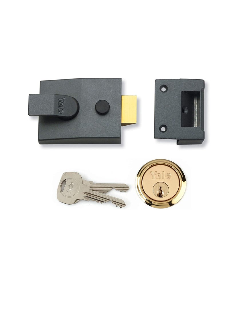Yale Yale P-89-DMG-PB-60 Deadlocking Nightlatch, 60 mm Backset, Automatic Deadlock, Dark Metallic Finish/Brass Cylinder, High Security, Outdoor lock, Front Door Latch  - Image 2