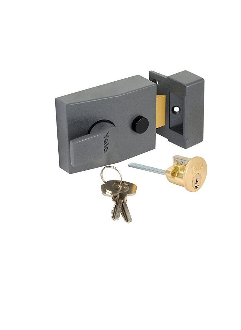Yale Yale P-89-DMG-PB-60 Deadlocking Nightlatch, 60 mm Backset, Automatic Deadlock, Dark Metallic Finish/Brass Cylinder, High Security, Outdoor lock, Front Door Latch  - Image 3