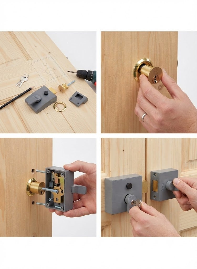 Yale P-89-DMG-PB-60 Deadlocking Nightlatch, 60 mm Backset, Automatic Deadlock, Dark Metallic Finish/Brass Cylinder, High Security, Outdoor lock, Front Door Latch - Image 2