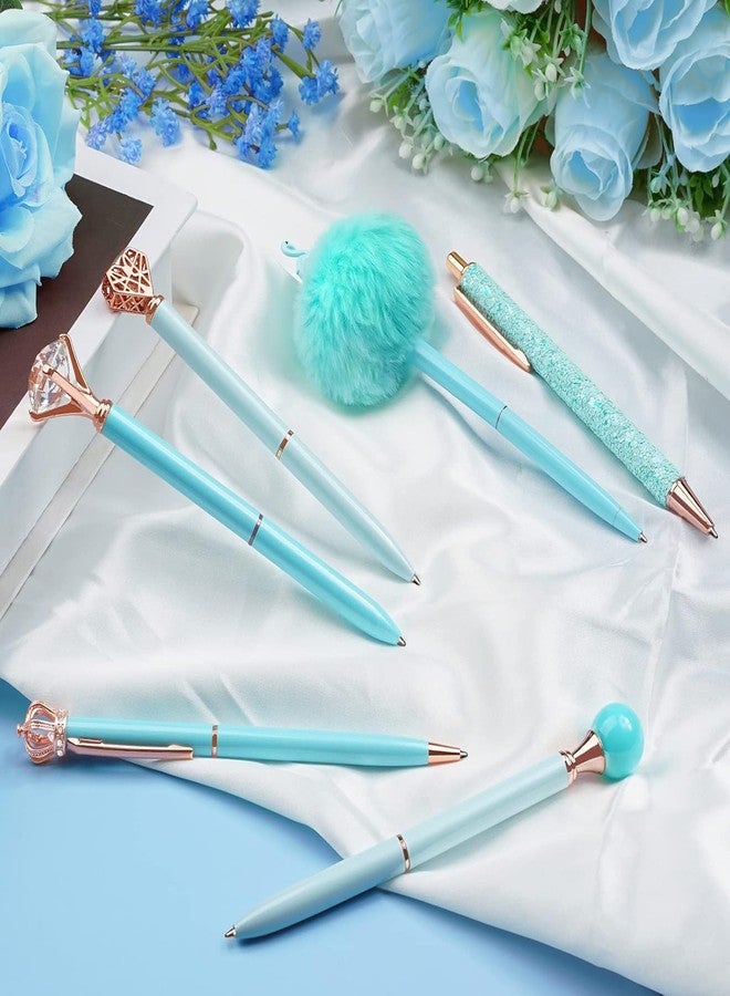 ZINLEY Metal Ballpoint Pens Set Glitter Pens for Journaling Blue Office Supplies for Women Crystal Diamond Pen Heart Pen Balck Ink Fancy Pens Girl Gifts for School Wedding Office Desk Supplie - Image 4