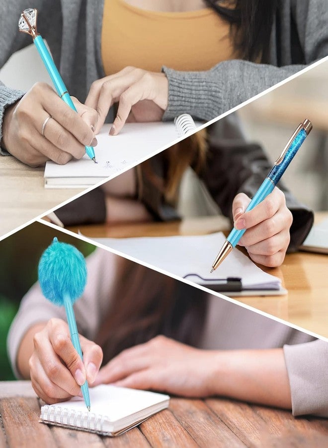 ZINLEY Metal Ballpoint Pens Set Glitter Pens for Journaling Blue Office Supplies for Women Crystal Diamond Pen Heart Pen Balck Ink Fancy Pens Girl Gifts for School Wedding Office Desk Supplie - Image 5
