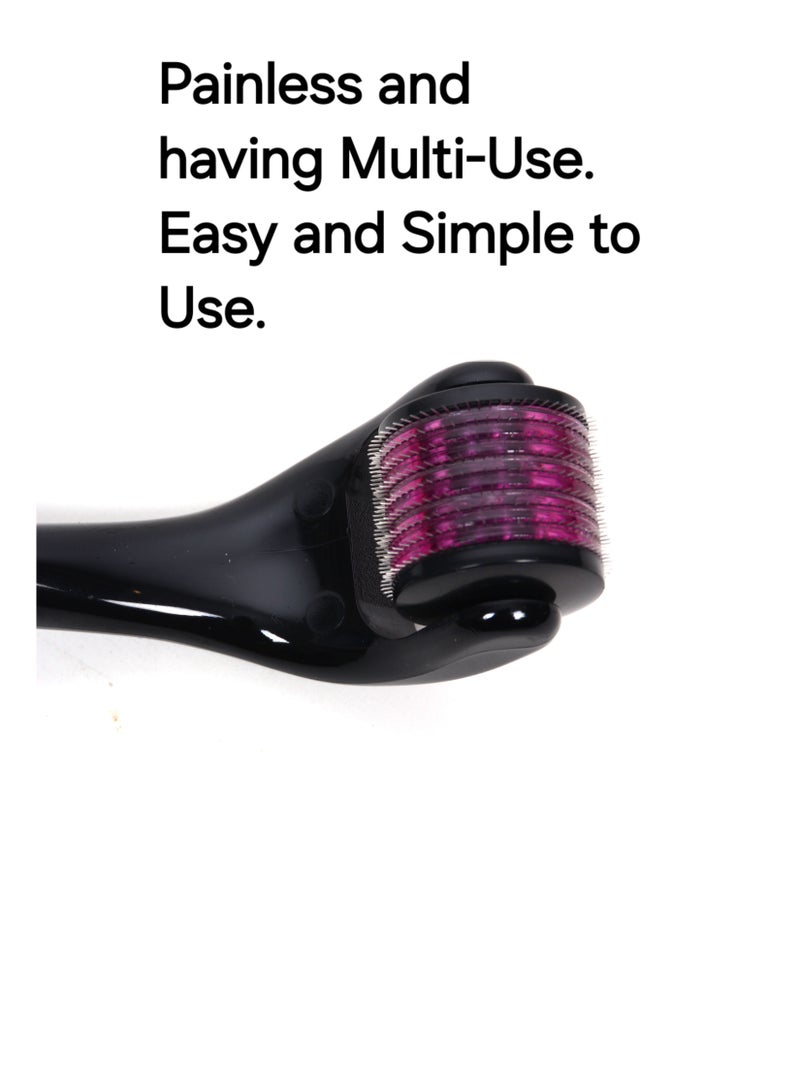 Generic Body Skin Roller with 540 Micro-Needle for Beard Hair Growth 1mm Black/Pink  - Image 3