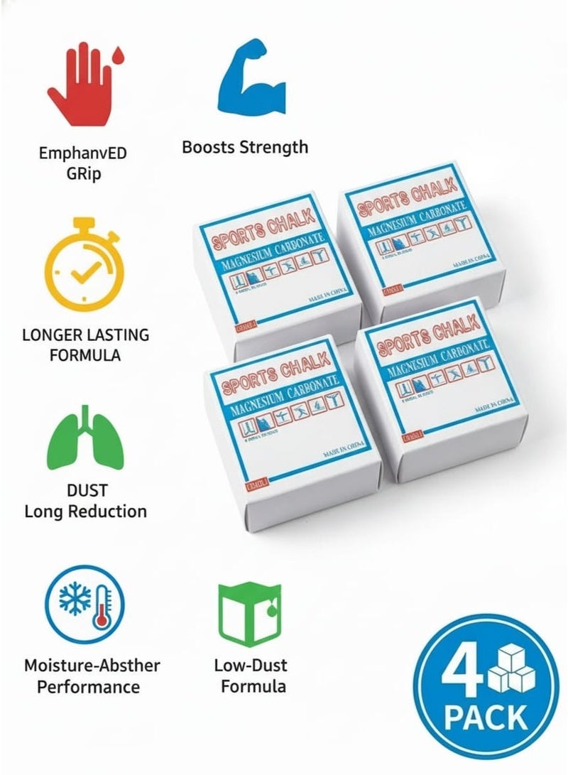 4 قطع من مسحوق المغنيسيوم لرفع الأثقال والرياضات الشاقة والرياضة البهلوانية وتسلق الصخور واللياقة البدنية والتدريبات المضادة للانزلاق. بودرة رفع الاثقال - Image 3